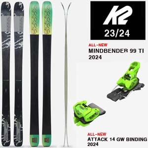2324시즌 올마운틴 프리라이드 스키 K2 SKI MINDBENDER 99TI+ATTACK 14 GREEN(품절 감사합니다)